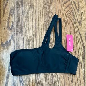 Off the shoulder black swim top